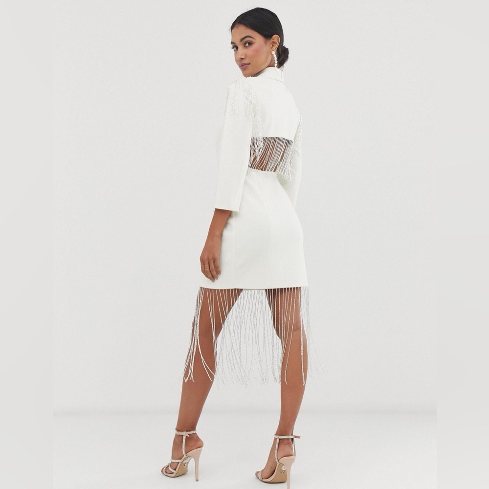 ASOS embellished fringe blazer dress
